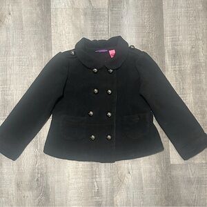💞 Toddler & Little Girls Size 4 / 4T Black Pea Coat Jacket